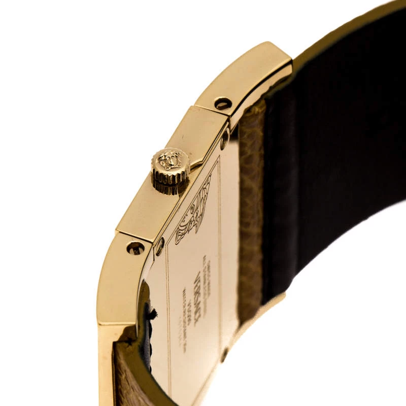 Versace Mother Of Pearl Gold Plated Stainless Steel Leather Beauville VSQ90 Women's Wristwatch 38 Mm For Women - Image 6