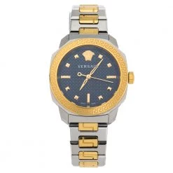 Versace Blue Two-Tone Stainless Steel Dylos VQD140016 Women's Wriswatch 35 Mm For Women