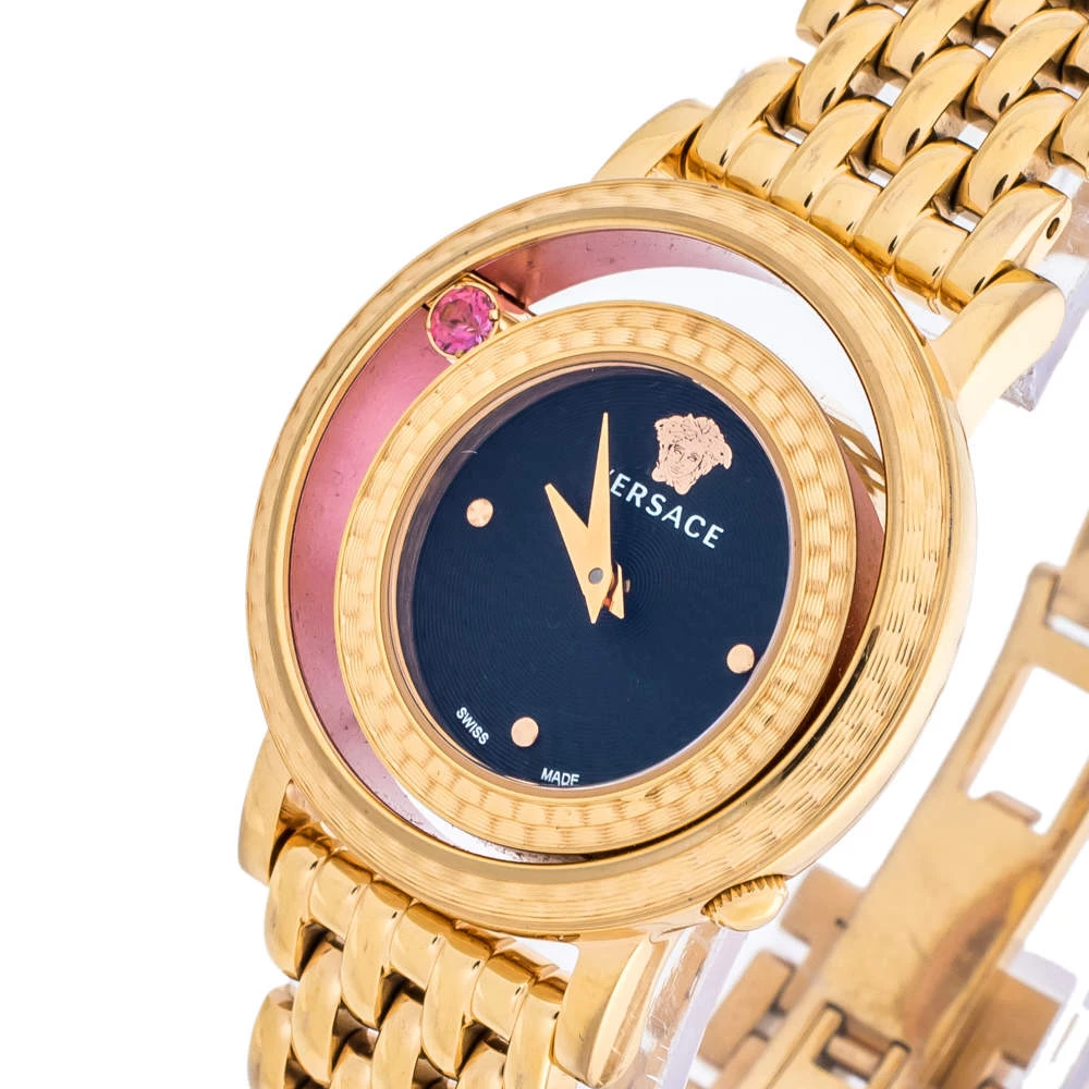 Versace Black Rose Gold Plated Stainless Steel Venus VDA040014 Women's Wristwatch 33 Mm For Women - Image 2