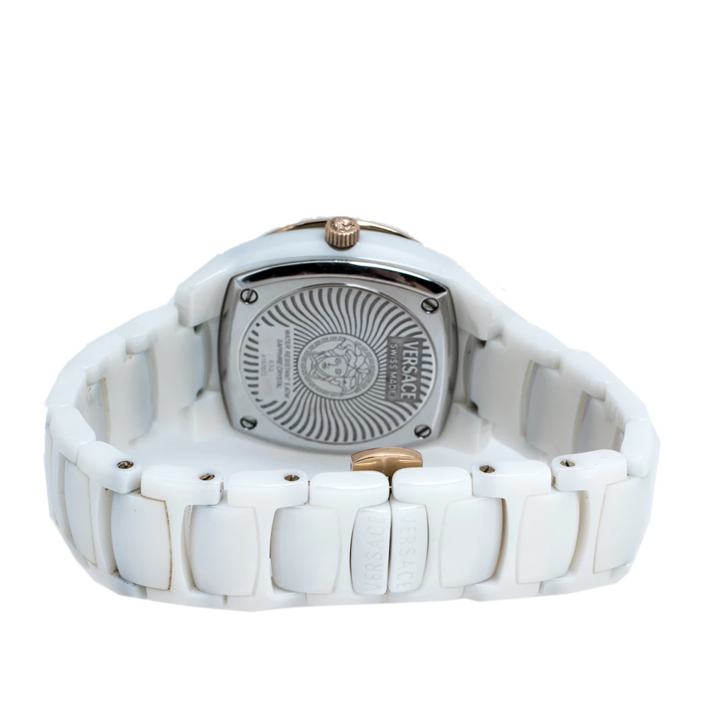 Versace White Mother Of Pearl White Ceramic Rose Gold Plated Stainless Steel DV One 63Q Women's Wristwatch 35 Mm For Women - Image 5