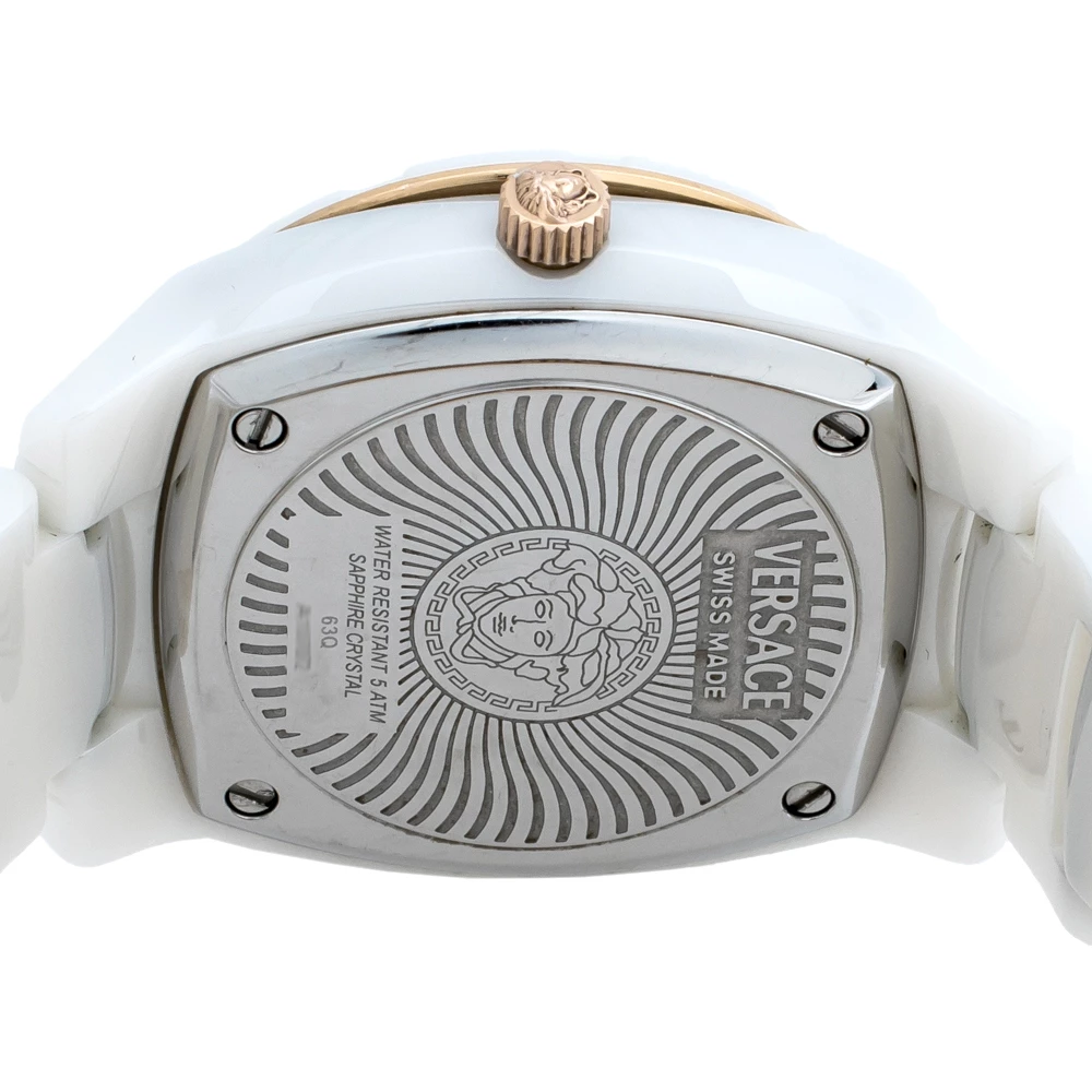 Versace White Mother Of Pearl White Ceramic Rose Gold Plated Stainless Steel DV One 63Q Women's Wristwatch 35 Mm For Women - Image 4