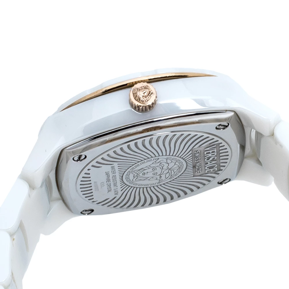 Versace White Mother Of Pearl White Ceramic Rose Gold Plated Stainless Steel DV One 63Q Women's Wristwatch 35 Mm For Women - Image 6