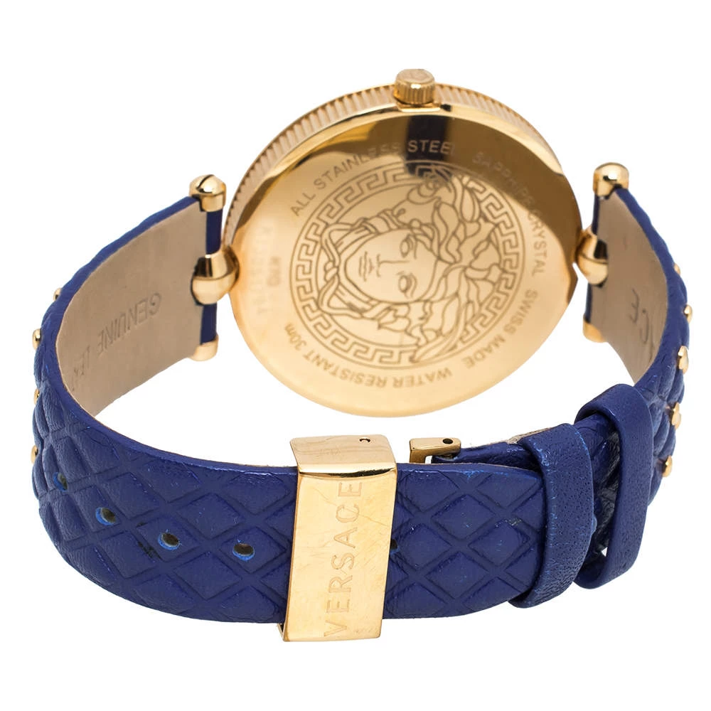 Versace Blue Rose Gold Plated Stainless Steel Vanitas K7Q Women's Wristwatch 40 Mm For Women - Image 5