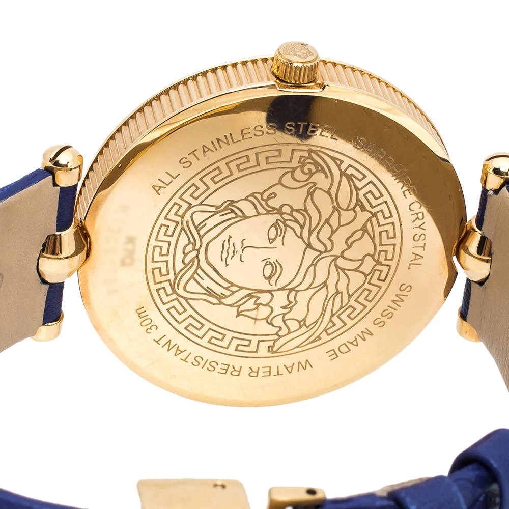 Versace Blue Rose Gold Plated Stainless Steel Vanitas K7Q Women's Wristwatch 40 Mm For Women - Image 4