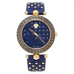 Versace Blue Rose Gold Plated Stainless Steel Vanitas K7Q Women's Wristwatch 40 Mm For Women