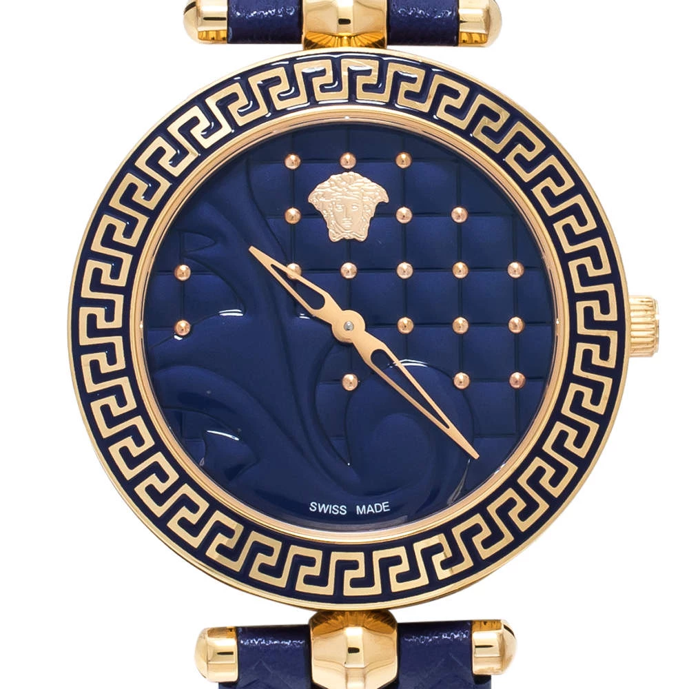 Versace Blue Rose Gold Plated Stainless Steel Vanitas K7Q Women's Wristwatch 40 Mm For Women - Image 3