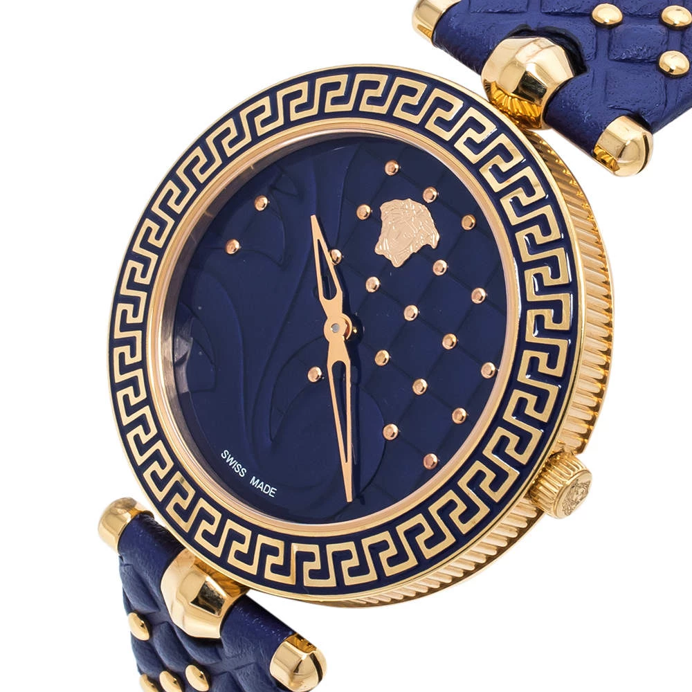 Versace Blue Rose Gold Plated Stainless Steel Vanitas K7Q Women's Wristwatch 40 Mm For Women - Image 2