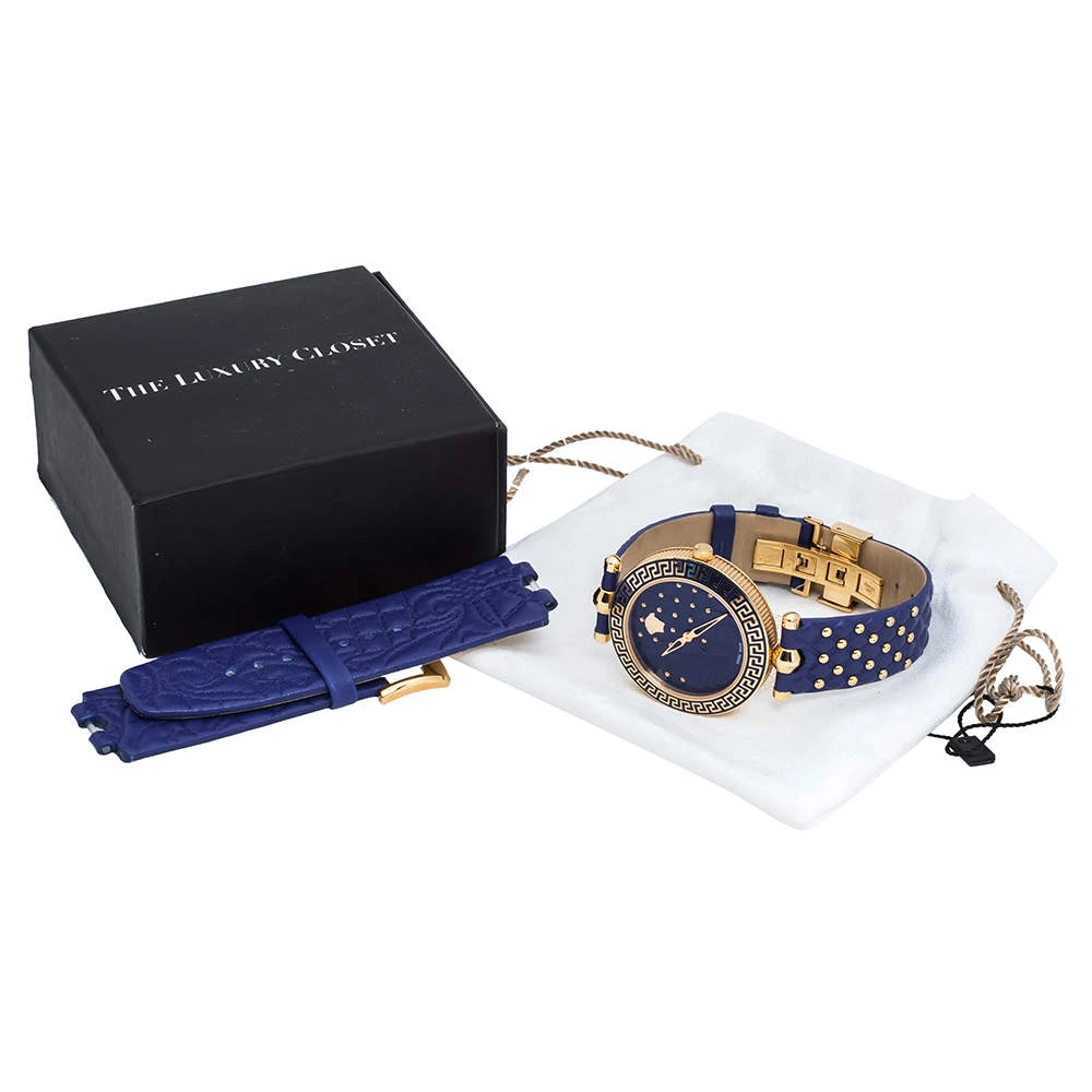 Versace Blue Rose Gold Plated Stainless Steel Vanitas K7Q Women's Wristwatch 40 Mm For Women - Image 8