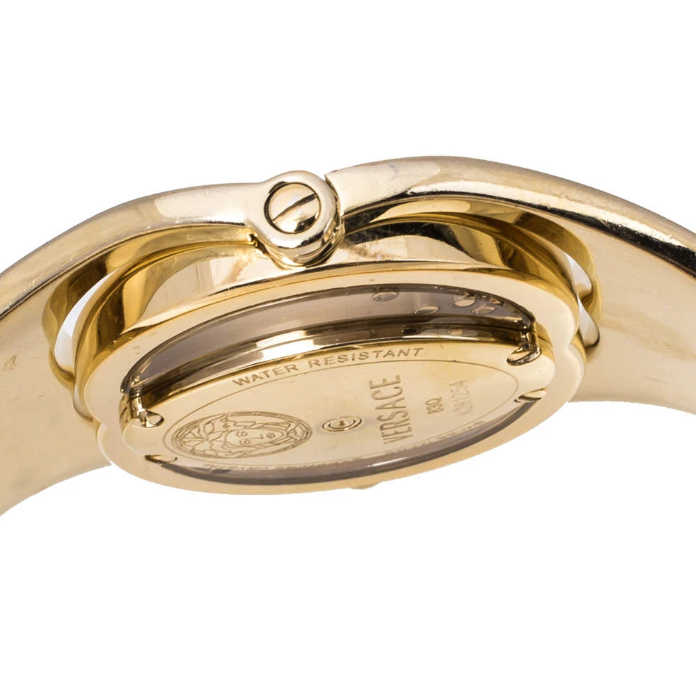 Versace White Opaline Yellow Gold Plated Stainless Steel Diamonds Eclissi 83Q Women's Wristwatch 39 Mm For Women - Image 7