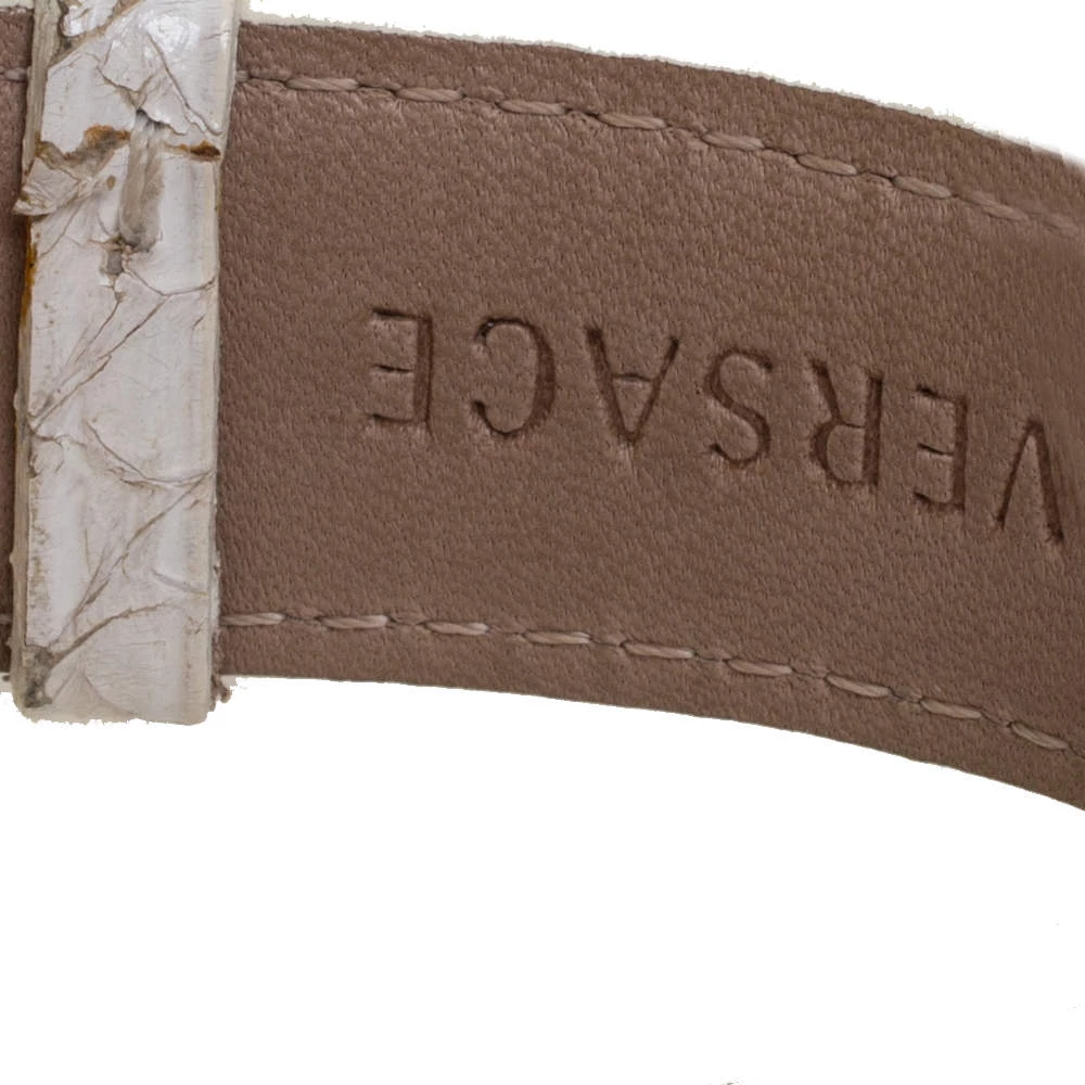 Versace White Mother Of Pearl Gold Plated Steel Diamond Python Leather Reve 68C Women's Wristwatch 40 Mm For Women - Image 8