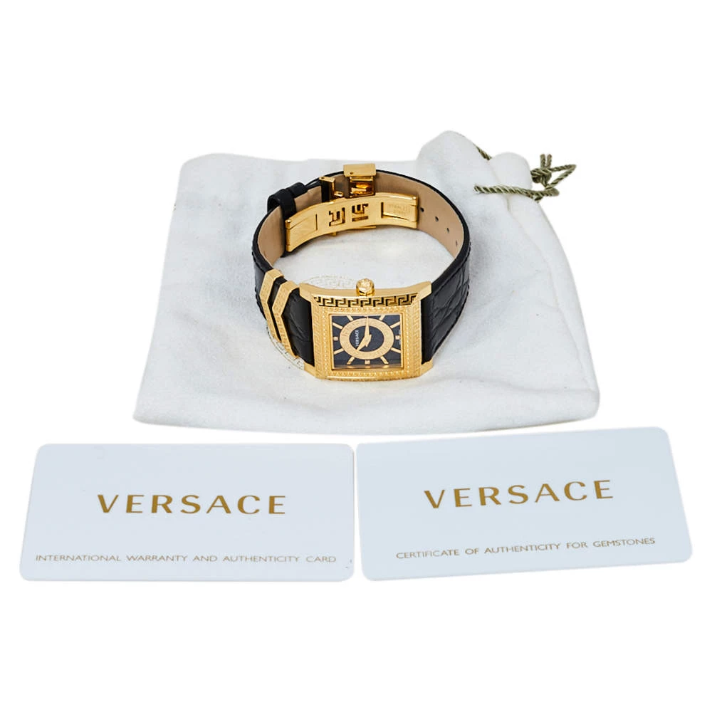 Versace Black Yellow Gold Plates Stainless Steel Diamond VD25 VQF020015 Women's Wristwatch 30 Mm For Women - Image 8