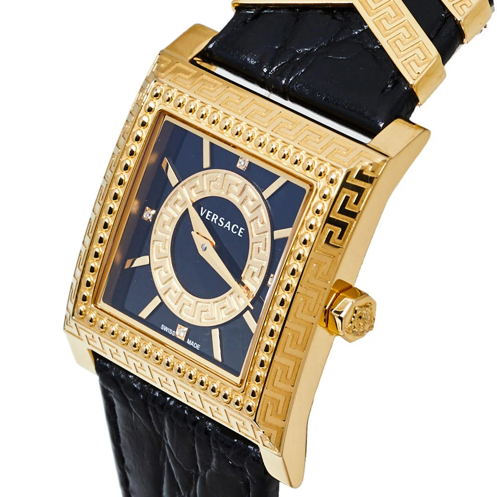 Versace Black Yellow Gold Plates Stainless Steel Diamond VD25 VQF020015 Women's Wristwatch 30 Mm For Women - Image 2