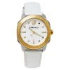 Versace White Two-Tone Stainless Steel Leather Dylos VQD020015 Women's Wristwatch 35 Mm For Women
