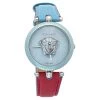 Versace Blue Stainless Steel & Leather Palazzo VCO 070017 Women's Wristwatch 37mm For Women