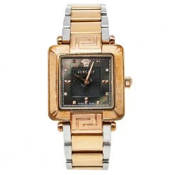 Versace Mother Of Pearl Two Tone Stainless Steel Reve Carre 88Q Women's Wristwatch 30 Mm For Women