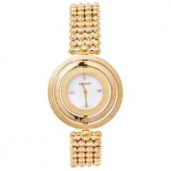 Versace Mother Of Pearl Gold Plated Stainless Steel Eon 80Q Women's Wristwatch 39 Mm For Women