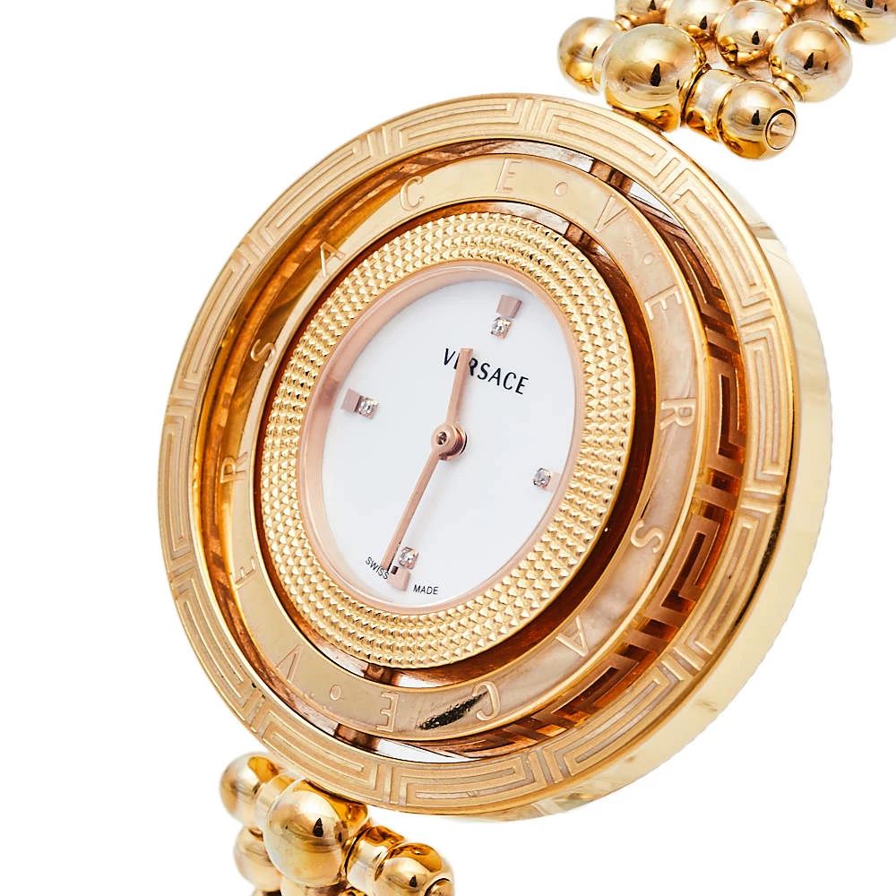 Versace Mother Of Pearl Gold Plated Stainless Steel Eon 80Q Women's Wristwatch 39 Mm For Women - Image 2