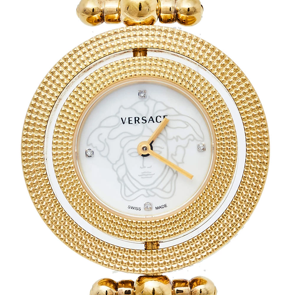Versace Mother Of Pearl Yellow Gold Plated Stainless Steel Eon 79Q Women's Wristwatch 33.5 Mm For Women - Image 3