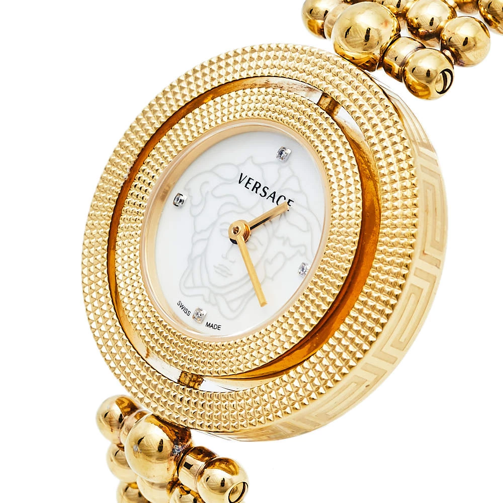 Versace Mother Of Pearl Yellow Gold Plated Stainless Steel Eon 79Q Women's Wristwatch 33.5 Mm For Women - Image 2