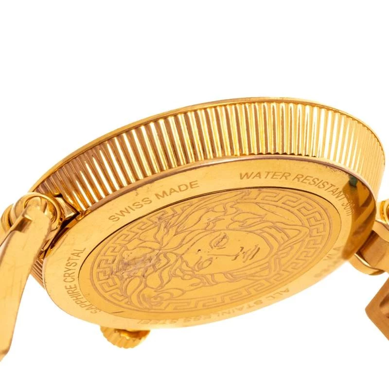 Versace Blue Gold Plated Stainless Steel Leather V-Signature VLA Women's Wristwatch 35 Mm For Women - Image 7