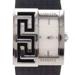 Versace White Stainless Steel V-Greca Women's Wristwatch 38MM For Women