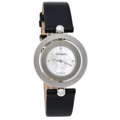 Versace Mother Of Pearl Stainless Steel Leather Eon 79Q Women's Wristwatch 34 Mm For Women