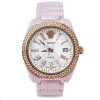 Versace Mother Of Pearl Ceramic & Rose Gold Plated Stainless Steel Diamond DV One 01ACP51 Women's Wristwatch 41 Mm For Women