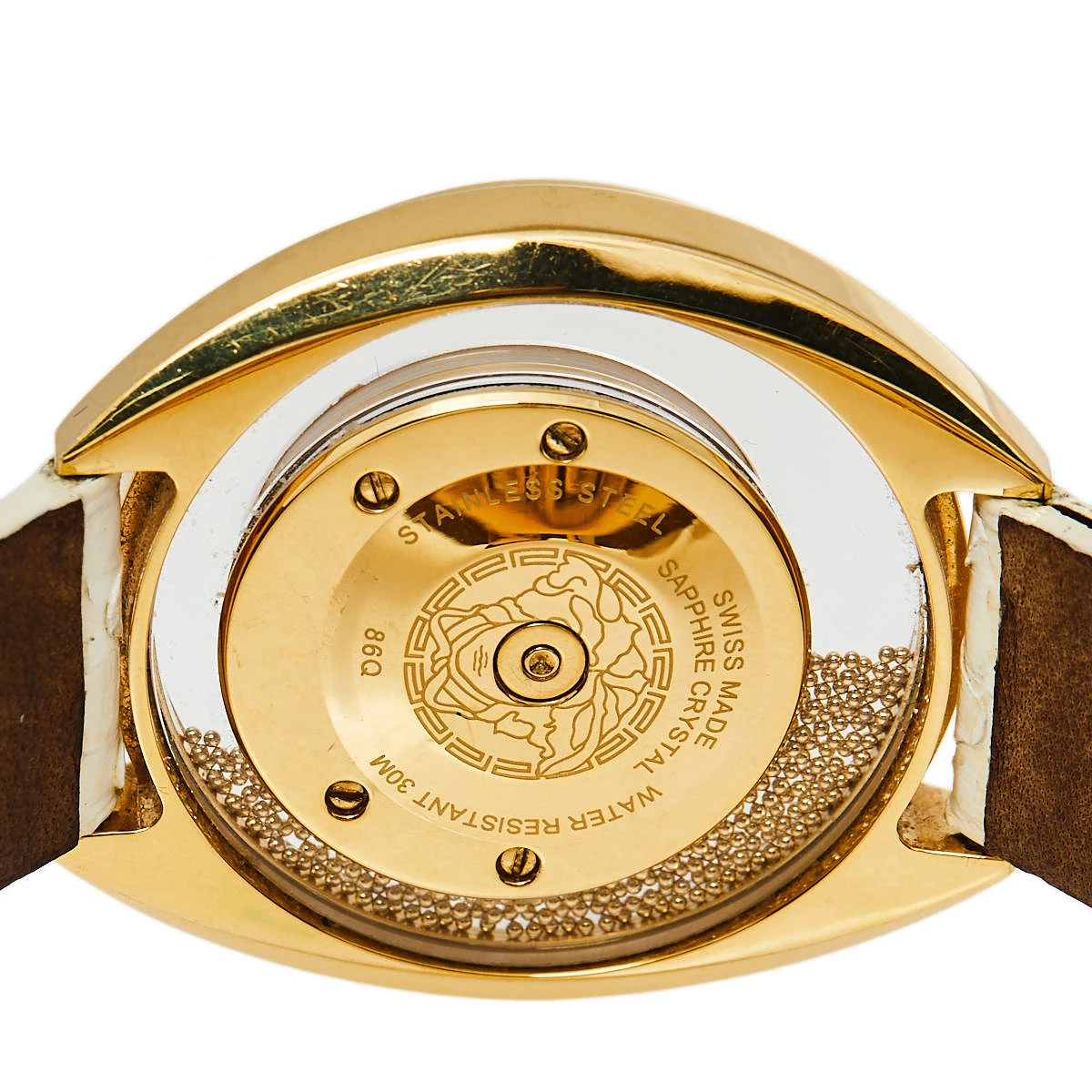 Versace White Gold Plated Stainless Steel Python Leather Destiny Spirit 86Q Women's Wristwatch 39 Mm For Women - Image 4