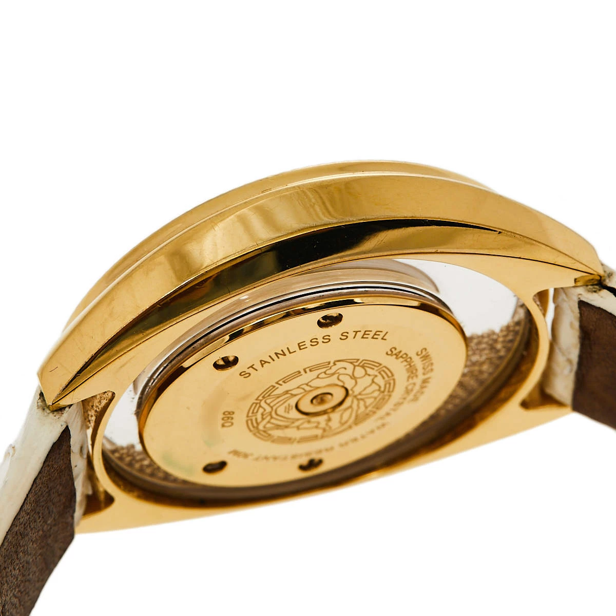 Versace White Gold Plated Stainless Steel Python Leather Destiny Spirit 86Q Women's Wristwatch 39 Mm For Women - Image 6