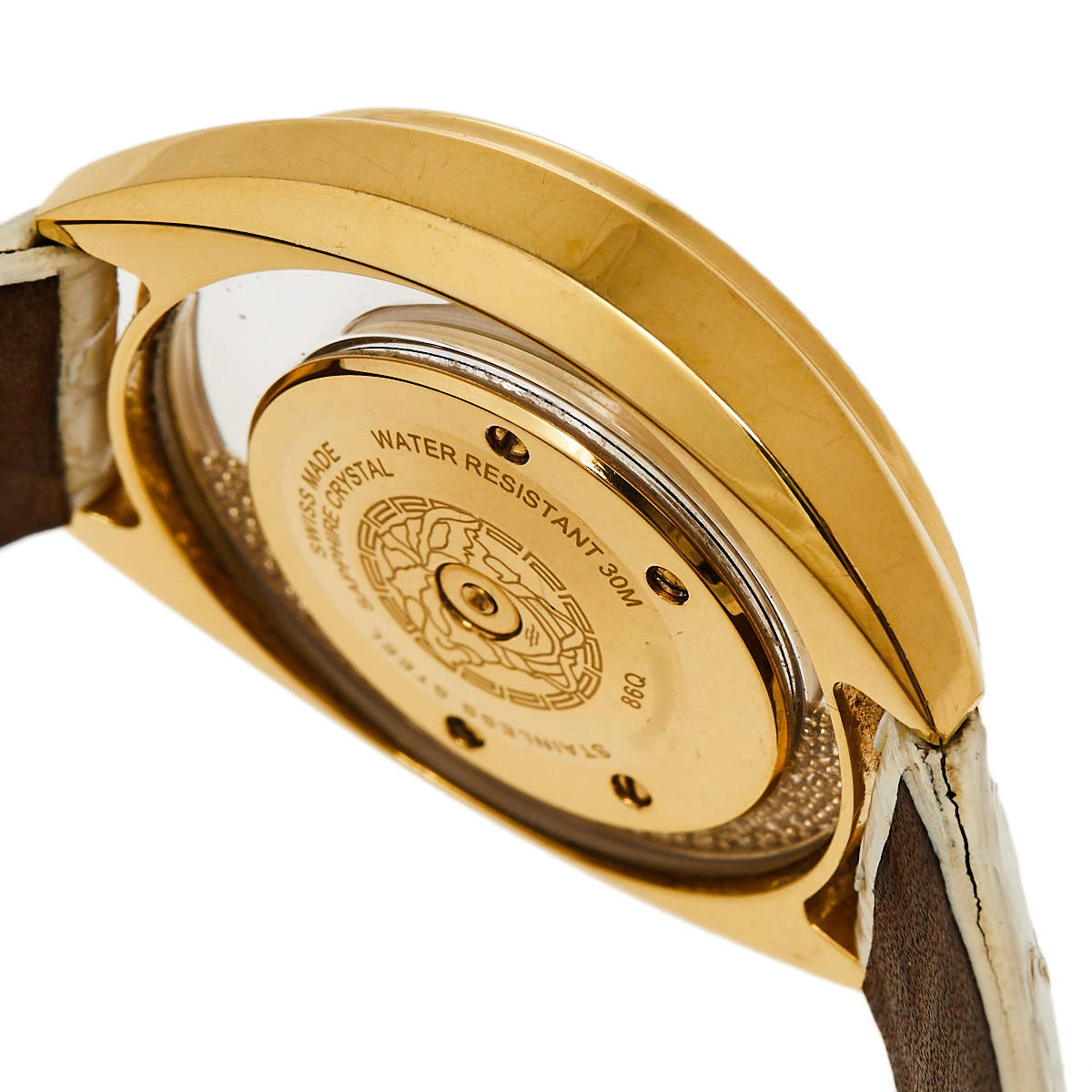 Versace White Gold Plated Stainless Steel Python Leather Destiny Spirit 86Q Women's Wristwatch 39 Mm For Women - Image 7