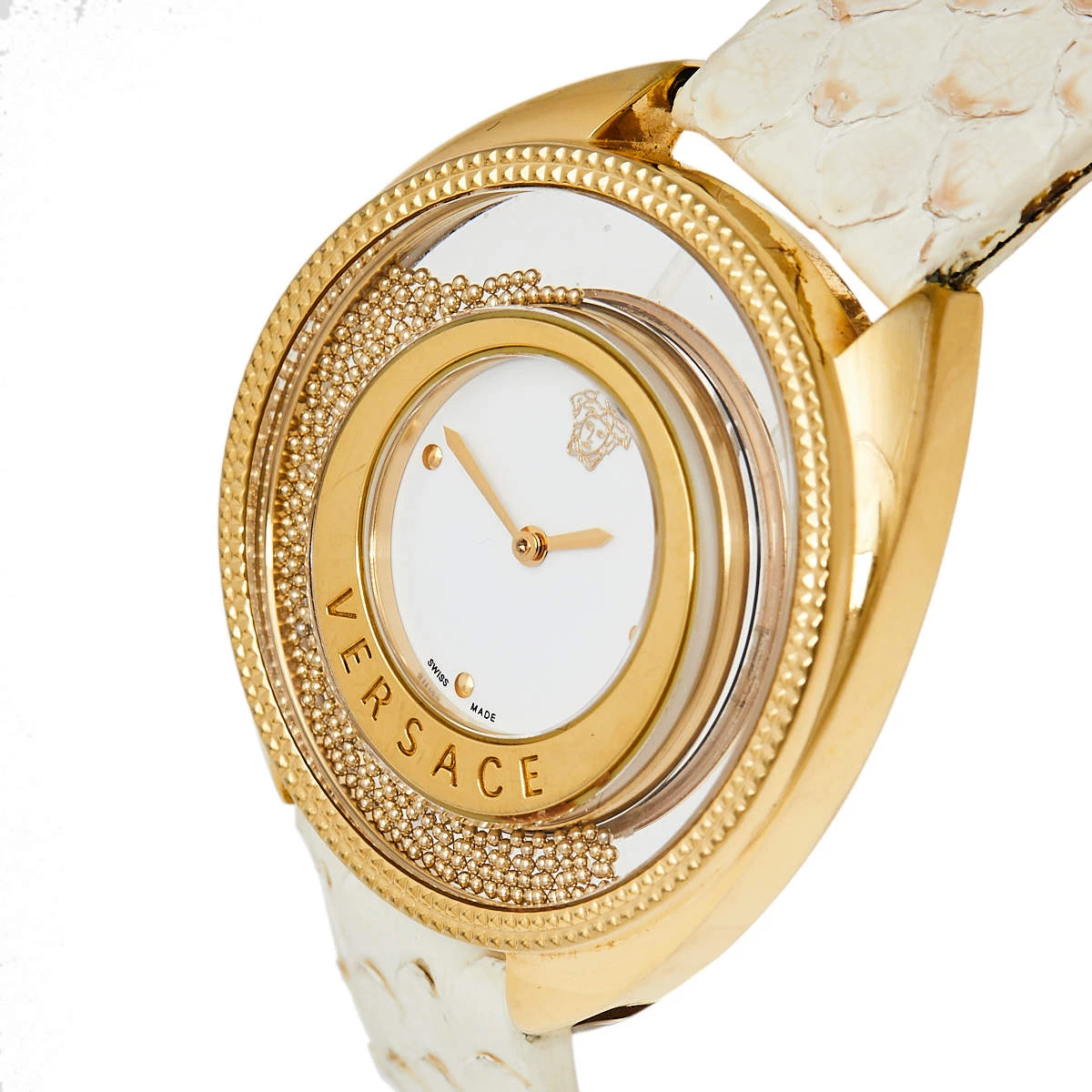 Versace White Gold Plated Stainless Steel Python Leather Destiny Spirit 86Q Women's Wristwatch 39 Mm For Women - Image 2