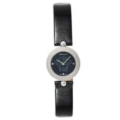 Versace Black Stainless Steel Patent Leather Eon Soiree 94Q Women's Wristwatch 27 Mm For Women