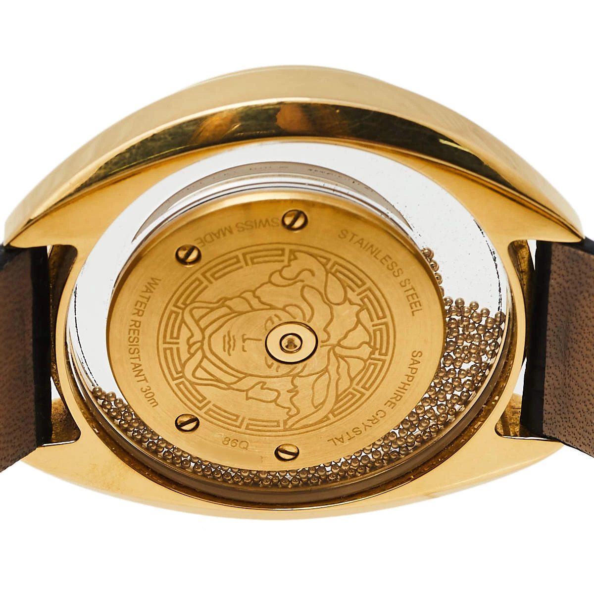 Versace Black Gold Plated Stainless Steel & Leather Destiny Spirit 86Q Women's Wristwatch 39 Mm For Women - Image 4