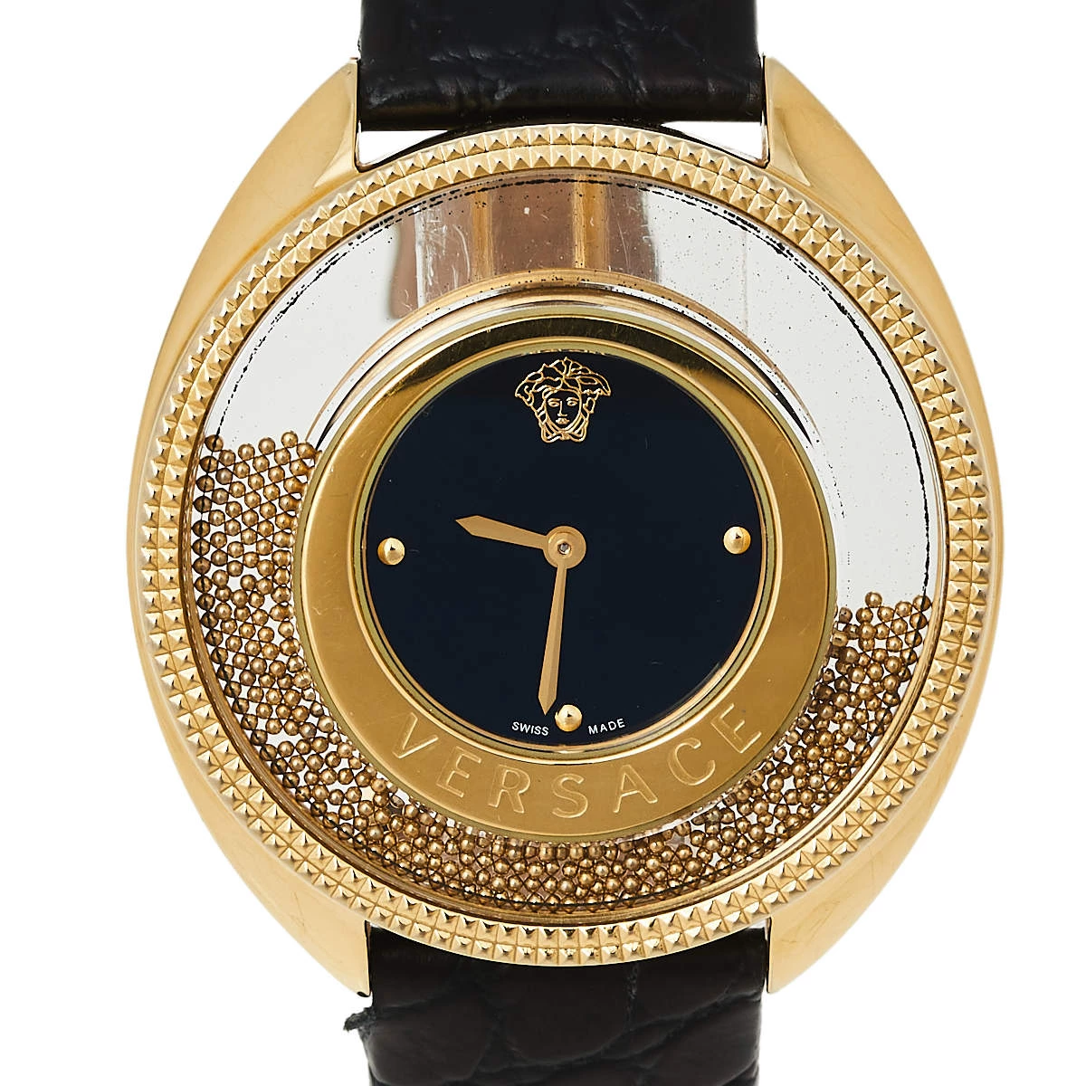 Versace Black Gold Plated Stainless Steel & Leather Destiny Spirit 86Q Women's Wristwatch 39 Mm For Women - Image 3