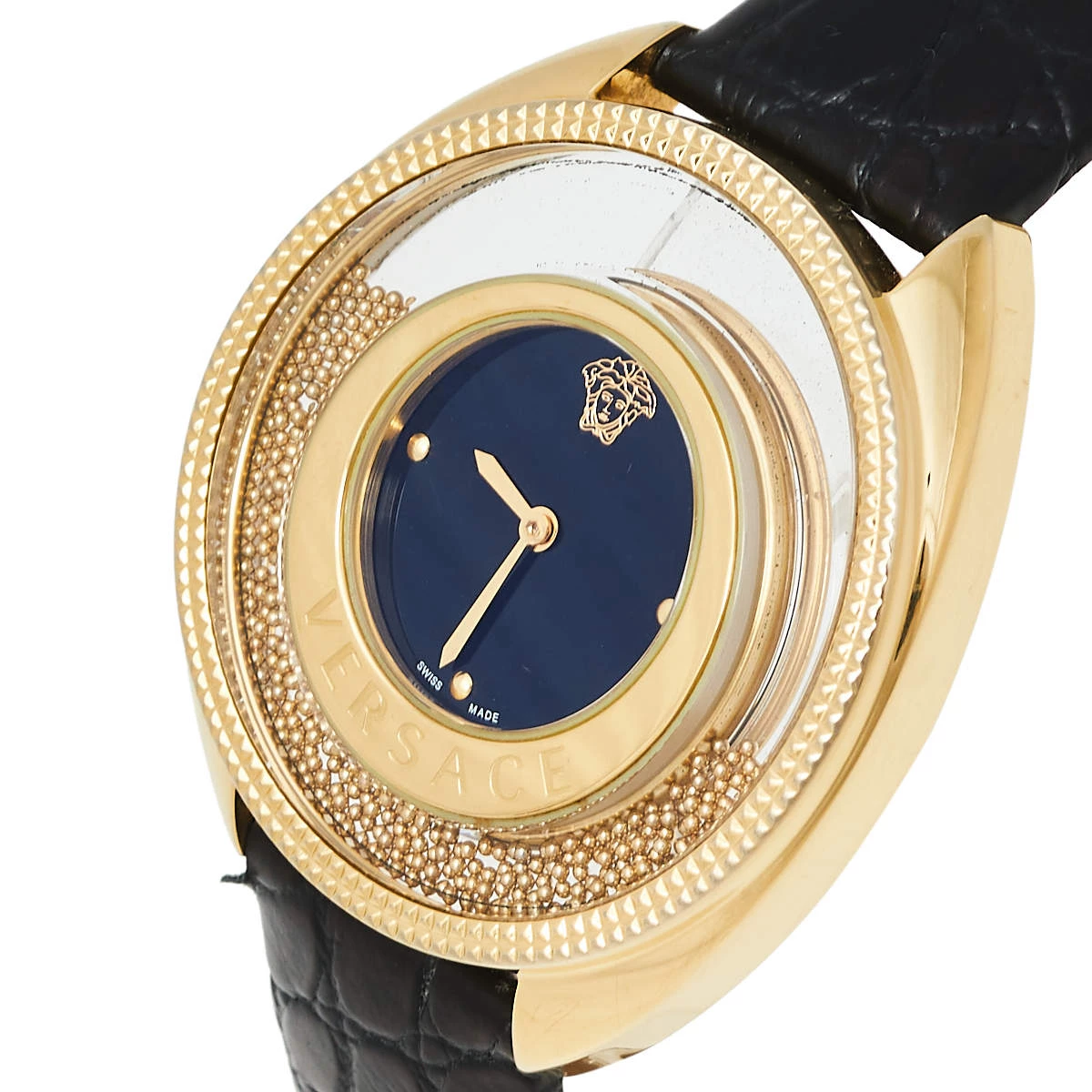 Versace Black Gold Plated Stainless Steel & Leather Destiny Spirit 86Q Women's Wristwatch 39 Mm For Women - Image 2