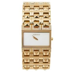 Versace Mother Of Pearl Gold Plated Stainless Steel Cleopatra 85Q Women's Wristwatch 33 Mm For Women