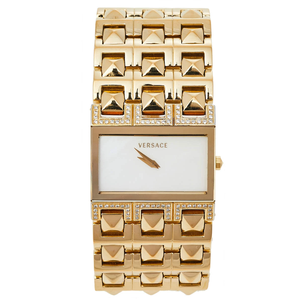 Versace Mother Of Pearl Gold Plated Stainless Steel Cleopatra 85Q Women's Wristwatch 33 Mm For Women