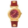Versace Red Gold Plated Stainless Steel & Leather Vanity P5Q Women's Wristwatch 35 Mm For Women