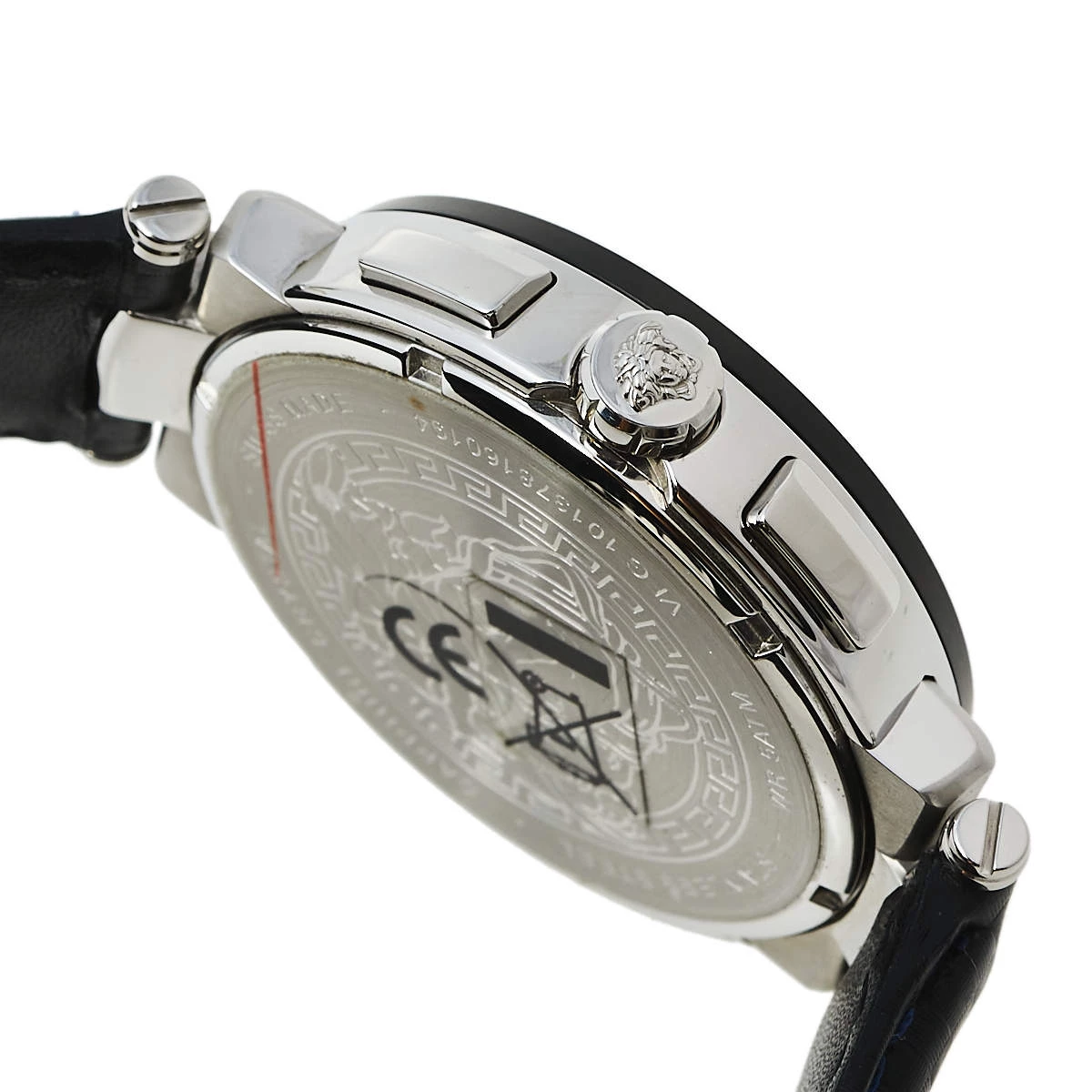 Versace White Stainless Steel Leather Mystique VFG01 0013 Men's Wristwatch 46 Mm For Men - Image 6