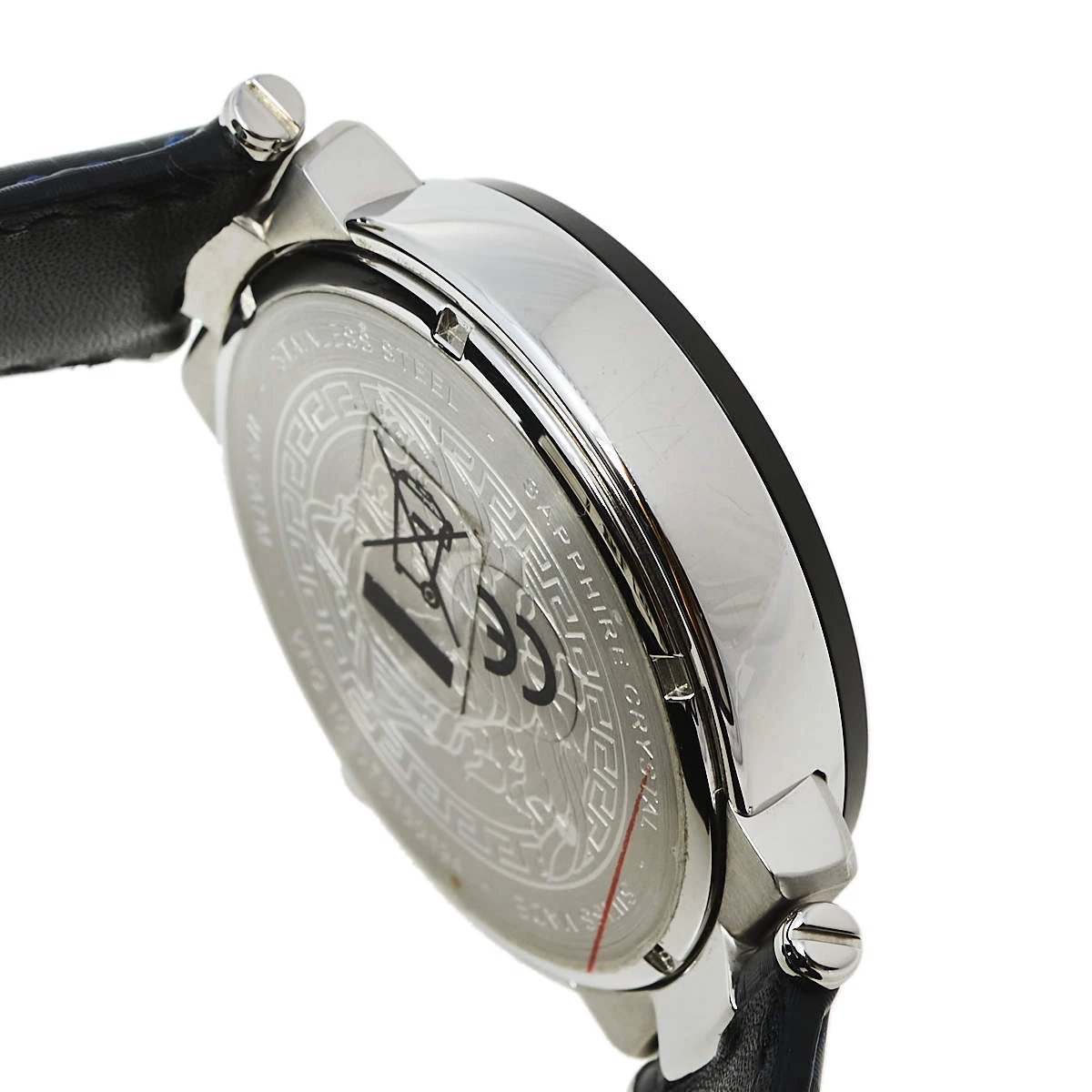 Versace White Stainless Steel Leather Mystique VFG01 0013 Men's Wristwatch 46 Mm For Men - Image 7