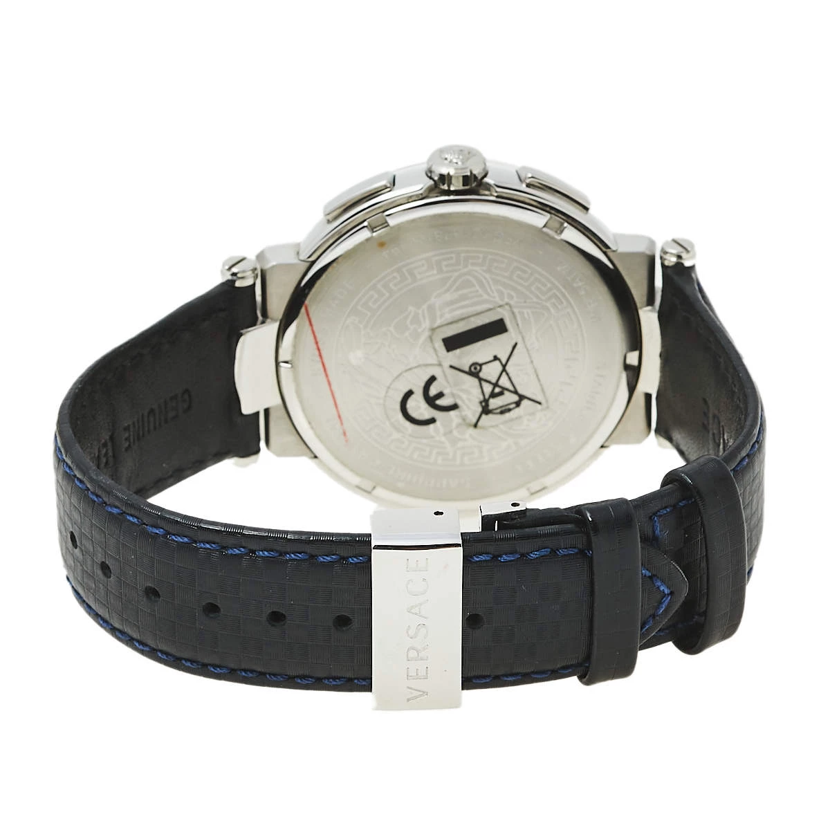 Versace White Stainless Steel Leather Mystique VFG01 0013 Men's Wristwatch 46 Mm For Men - Image 5