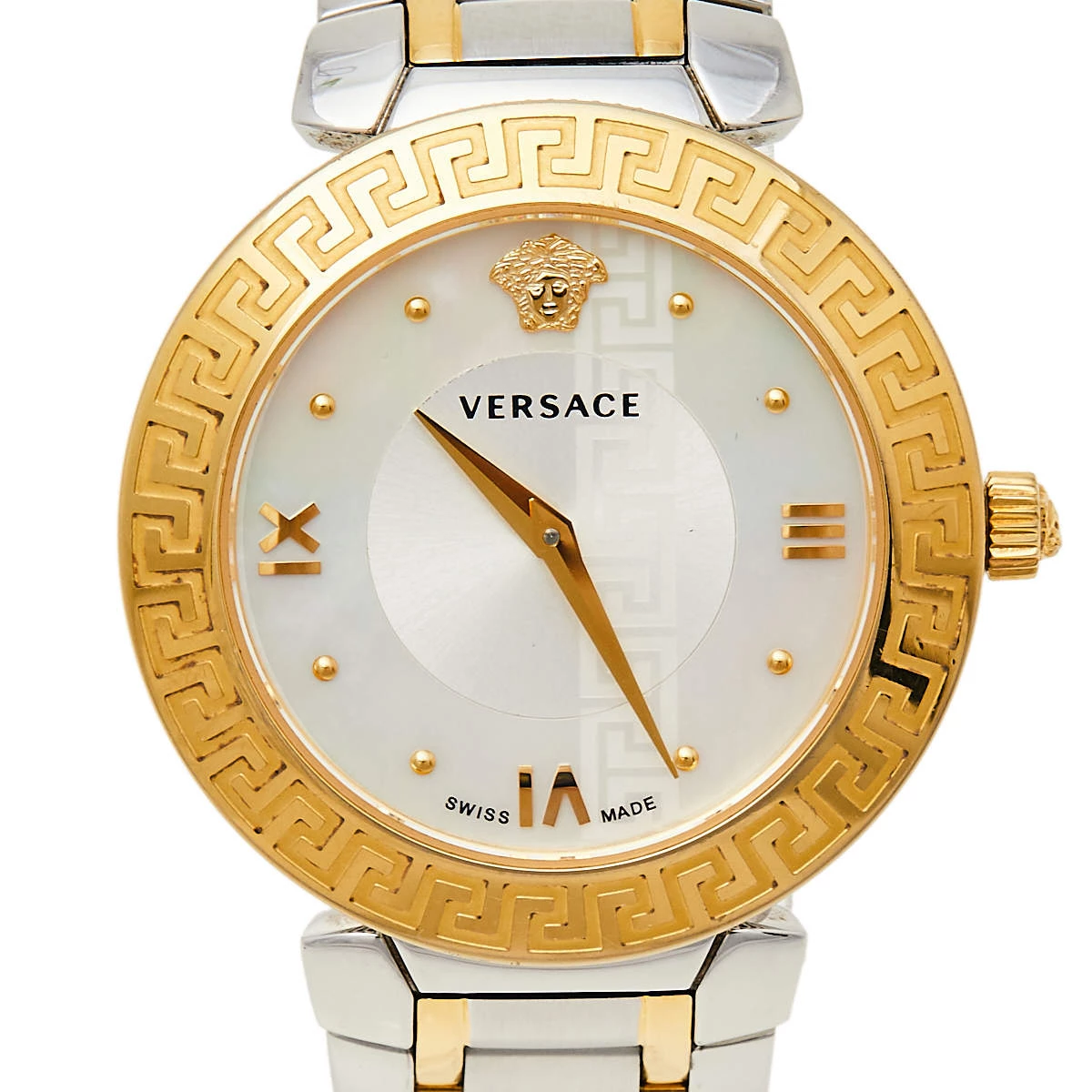 Versace Mother Of Pearl Gold Plated Stainless Steel Daphnis V16 Women's Wristwatch 35 MM For Women - Image 3