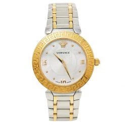 Versace Mother Of Pearl Gold Plated Stainless Steel Daphnis V16 Women's Wristwatch 35 MM For Women