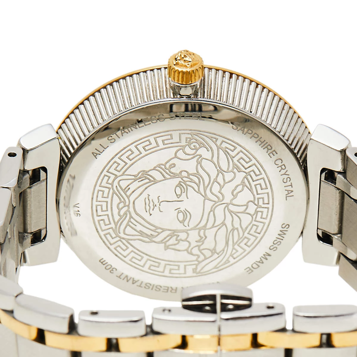 Versace Mother Of Pearl Gold Plated Stainless Steel Daphnis V16 Women's Wristwatch 35 MM For Women - Image 4