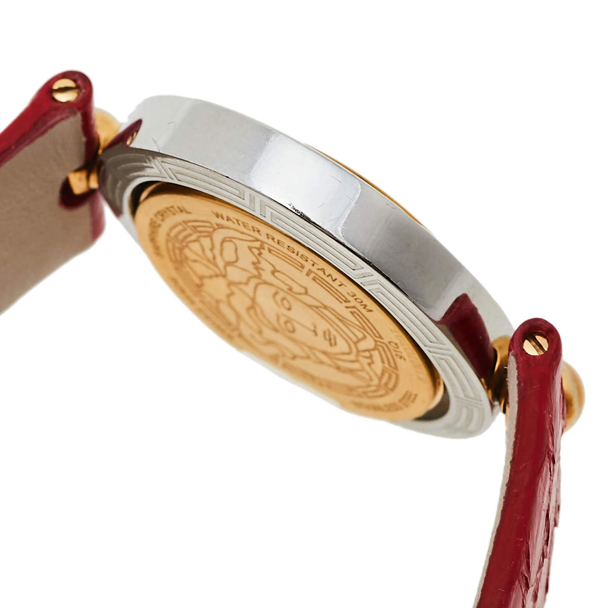 Versace Red Two Tone Stainless Steel Leather Diamond Eon Ellipsis 91Q Women's Wristwatch 32 Mm X 40 Mm For Women - Image 7