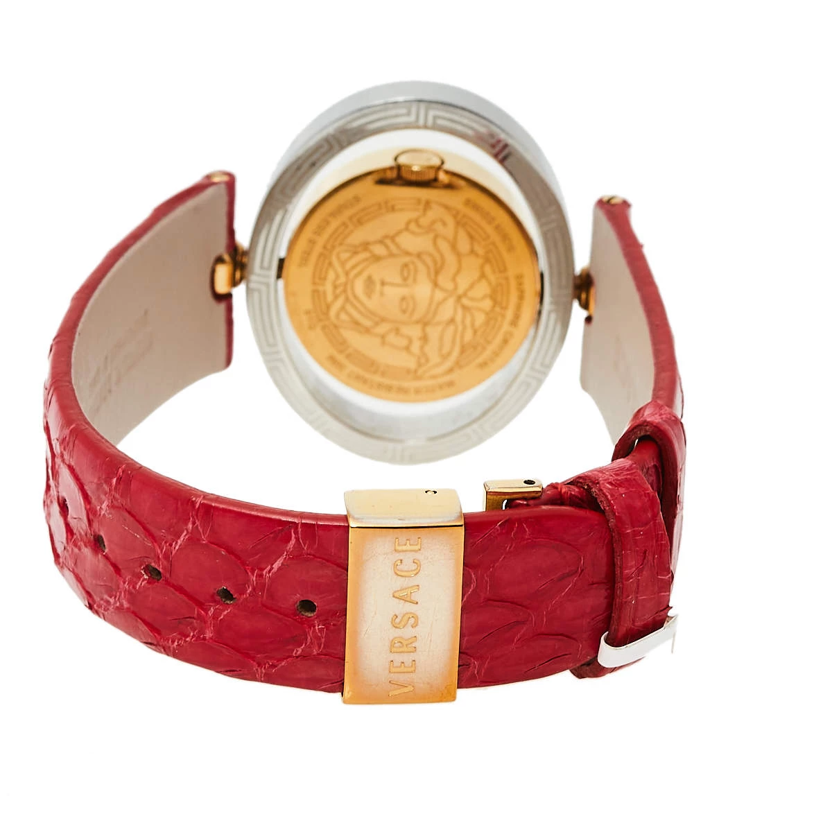 Versace Red Two Tone Stainless Steel Leather Diamond Eon Ellipsis 91Q Women's Wristwatch 32 Mm X 40 Mm For Women - Image 6