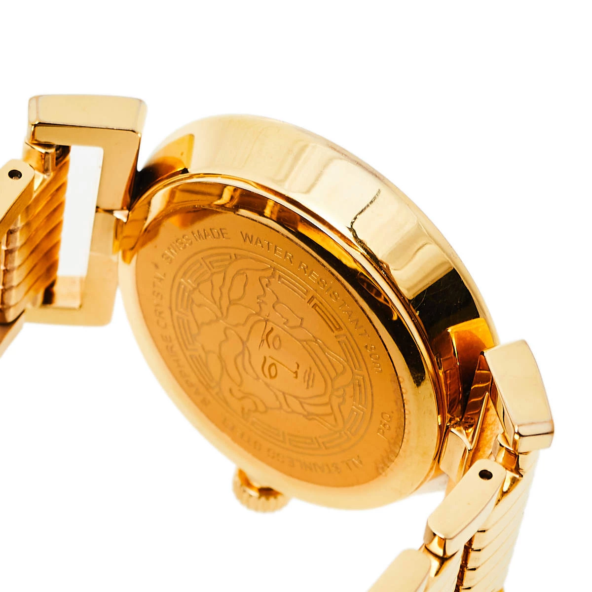 Versace Opaline White Yellow Gold Tone Stainless Steel Vanity P5Q Women's Wristwatch 35 Mm For Women - Image 7