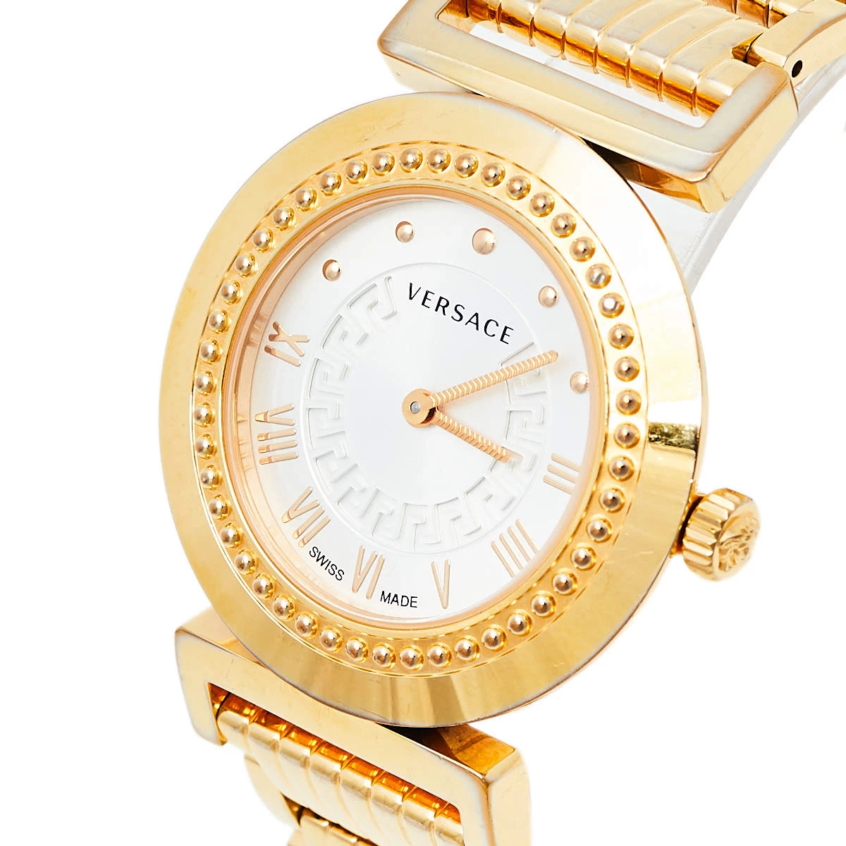 Versace Opaline White Yellow Gold Tone Stainless Steel Vanity P5Q Women's Wristwatch 35 Mm For Women - Image 2