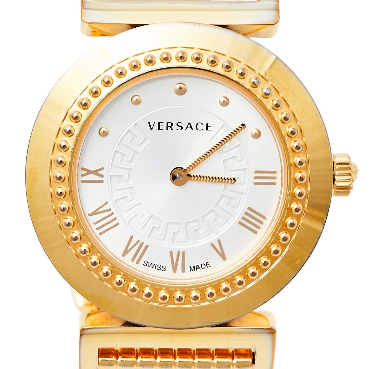 Versace Opaline White Yellow Gold Tone Stainless Steel Vanity P5Q Women's Wristwatch 35 Mm For Women - Image 3