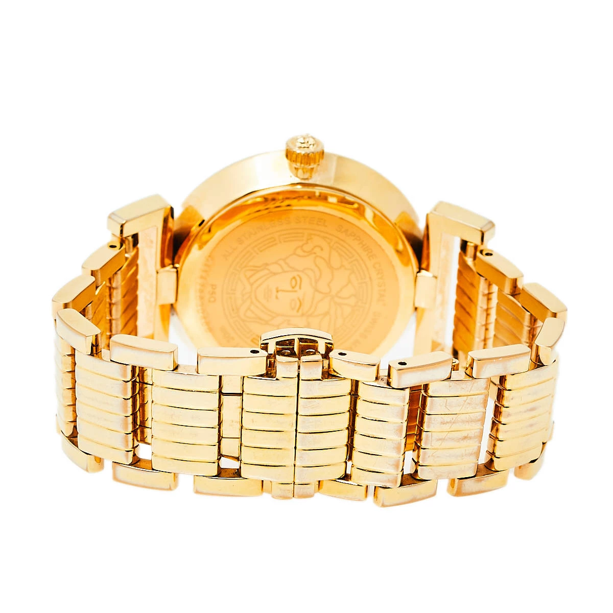 Versace Opaline White Yellow Gold Tone Stainless Steel Vanity P5Q Women's Wristwatch 35 Mm For Women - Image 5